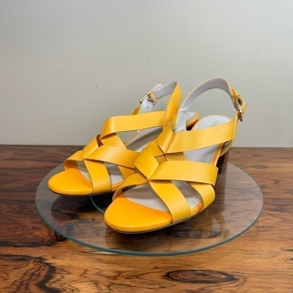 Cole Haan Jamie Block Heel Sandals Orange Leather - Picture 3 of 13